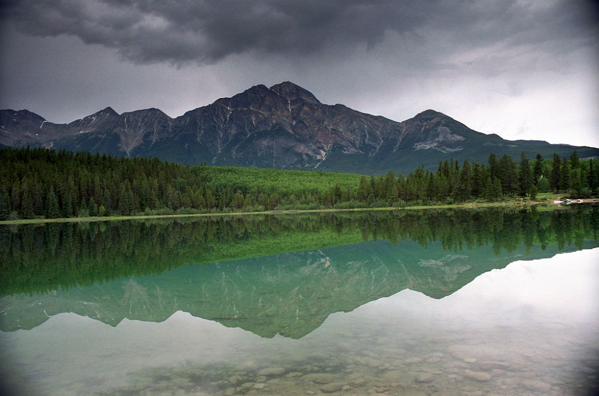 17 Pyramid Mountain Reflected In Patricia Lake As A Storm Approaches